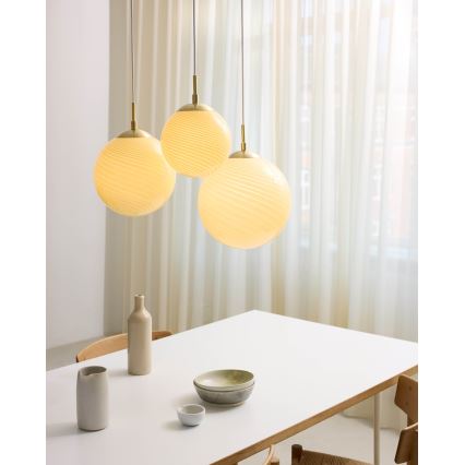 Halo Design 748587 - Pakaramā lampa ar vadu CANDY 1xE27/25W/230V Ø 30 cm bēša/misiņš