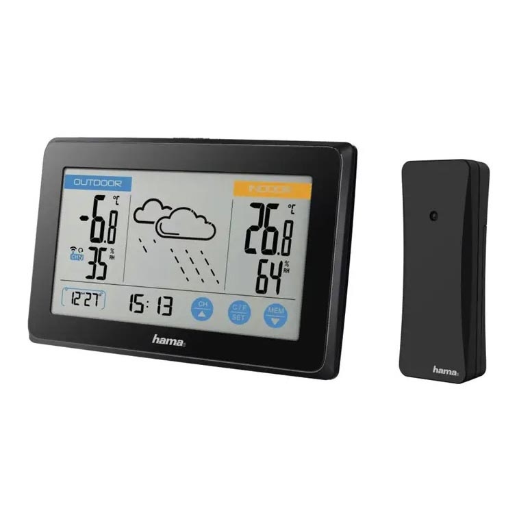 Hama - Meteostacija ar krāsainu LCD displeju 3xAAA/2xAAA  melna