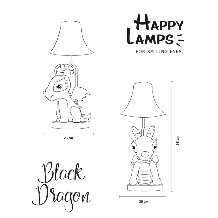 Happy Lamps - LED Bērnu galda lampa BLACK DRAGOON LED/5,4W/230V pūķis