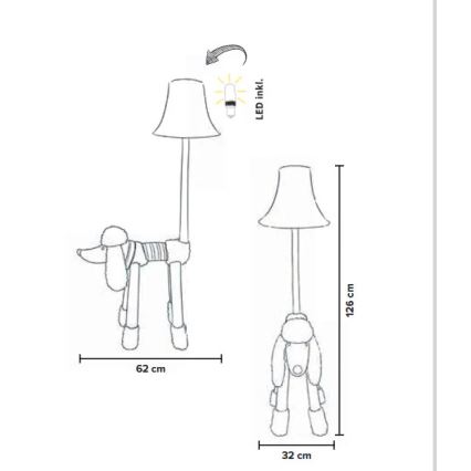 Happy Lamps - LED Bērnu grīdas stāvlampa BELLO LED/5,4W/230V pūdelis