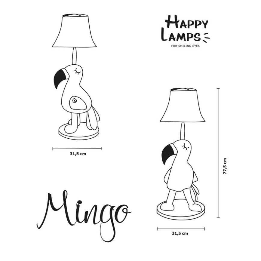 Happy Lamps - LED Bērnu grīdas stāvlampa MINGO LED/5,4W/230V flamingo