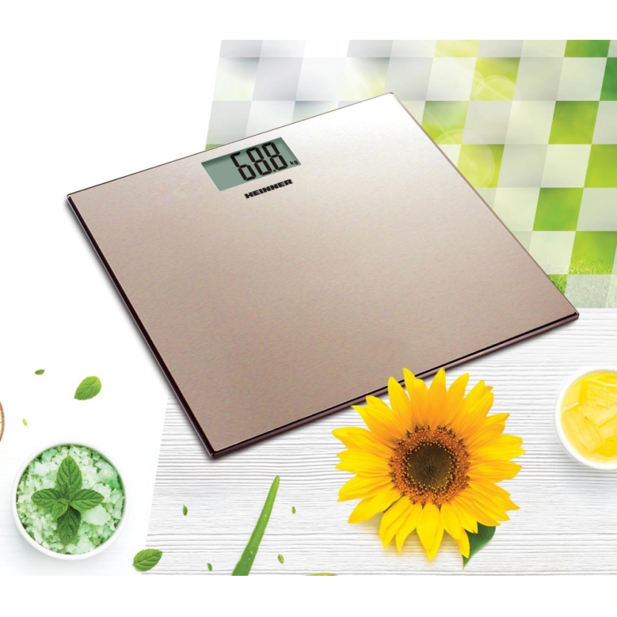 Heinner HBS-180SSGD - digitālais personīgais svars, 2xAAA, no nerūsējošā tērauda