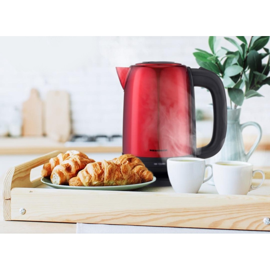 Heinner HEK-2200RDSS - Elektriskā tējkanna 1,7 l 2200 W/230 V sarkana/melna