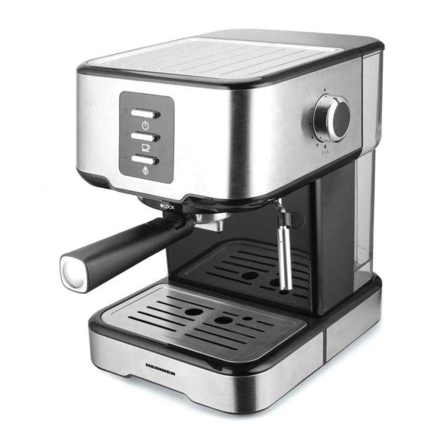 Heinner HEM-850IXBK - portafiltra espresso kafijas automāts, 850 W / 230 V, nerūsējošā tērauda/melns