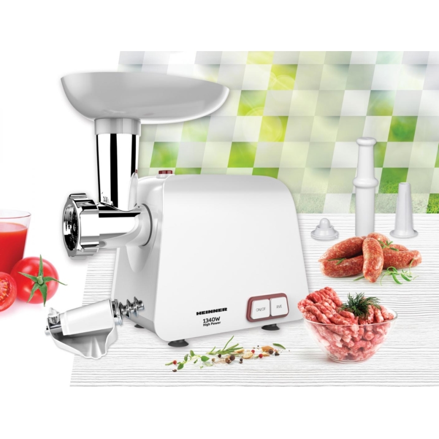 Heinner MG-1340WH - Gaļas maļamais 1340W/230V, balts