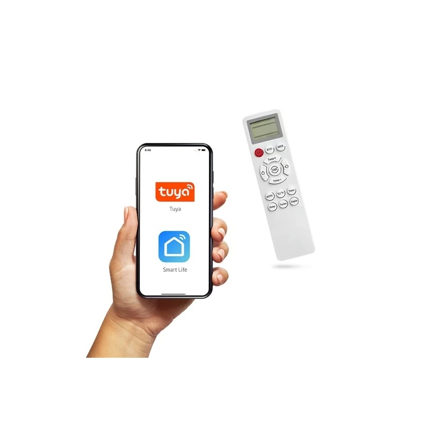 Hibrīdais saules gaisa kondicionieris 3,5 kW Tuya Wi-Fi, balts + tālvadības pults