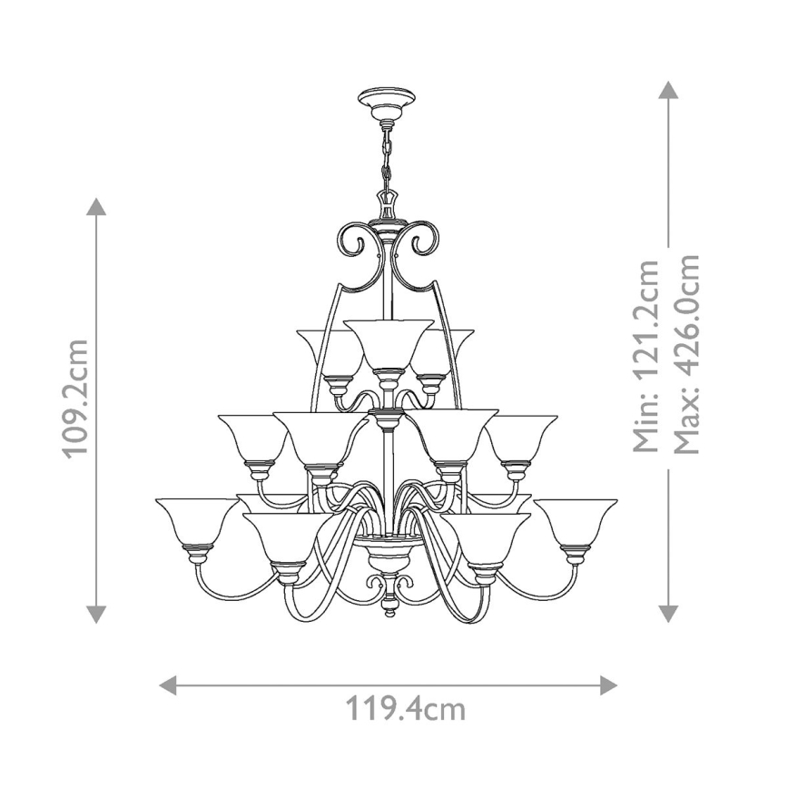Hinkley - Lustra ar ķēdi CELLO 15xE27/60W/230V