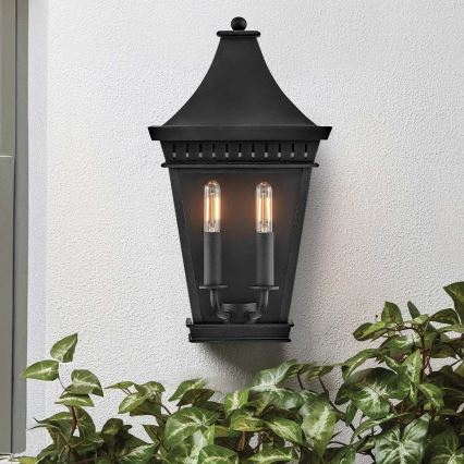Hinkley - Āra sienas lampa CHAPEL HILL 2xE14/40W/230V IP44 melna