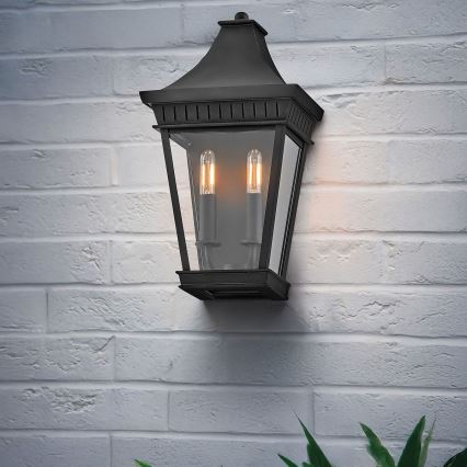 Hinkley - Āra sienas lampa CHAPEL HILL 2xE14/40W/230V IP44 melna