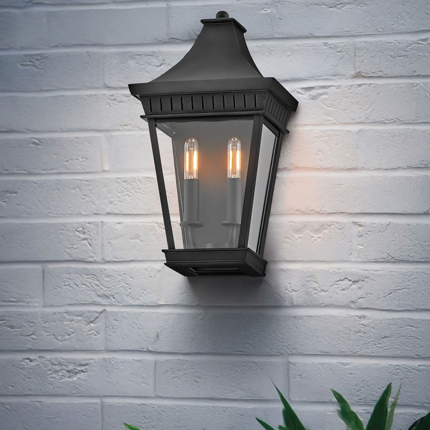 Hinkley - Āra sienas lampa CHAPEL HILL 2xE14/40W/230V IP44 melna