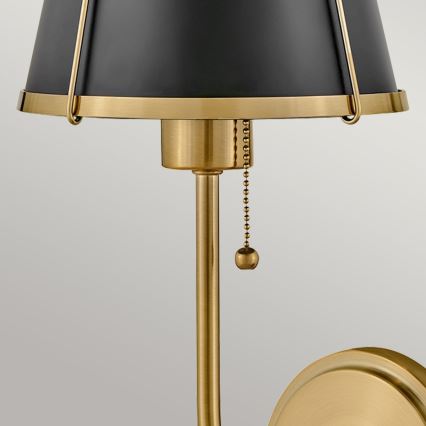 Hinkley - Sienas lampa CLARKE 1xE27/40W/230V misiņš/melna