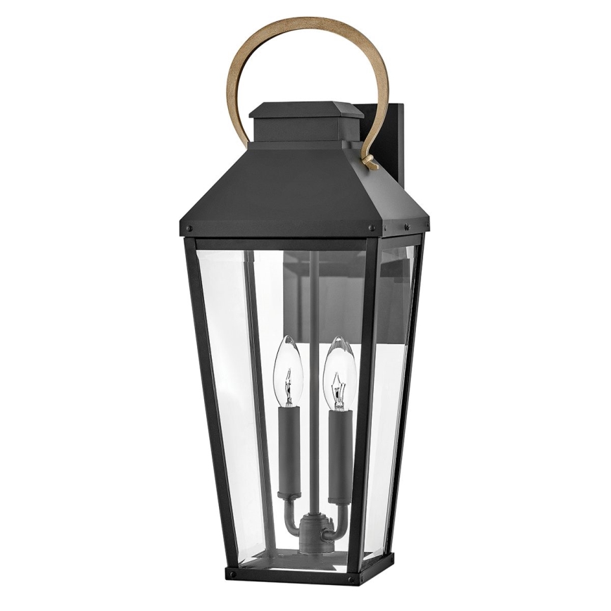 Hinkley - Āra sienas lampa DAWSON 2xE14/40W/230V IP44 melna