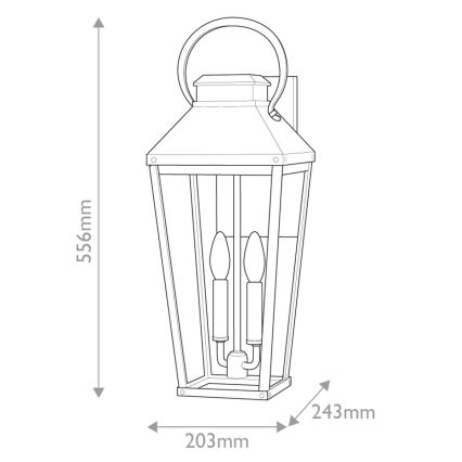 Hinkley - Āra sienas lampa DAWSON 2xE14/40W/230V IP44 melna