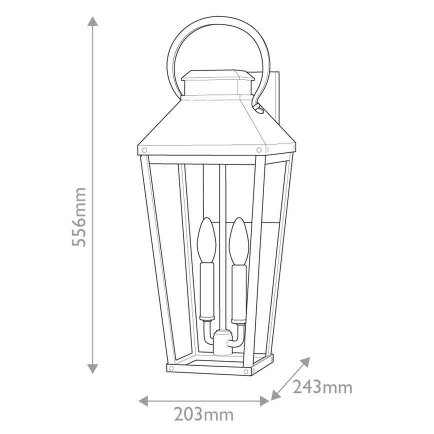 Hinkley - Āra sienas lampa DAWSON 2xE14/40W/230V IP44 melna