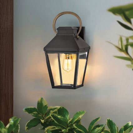 Hinkley - Āra sienas lampa DAWSON 1xE27/60W/230V IP44 melna