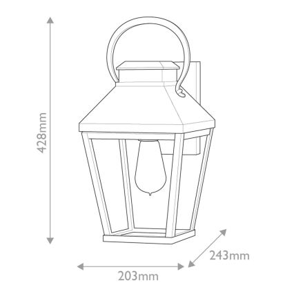 Hinkley - Āra sienas lampa DAWSON 1xE27/60W/230V IP44 melna