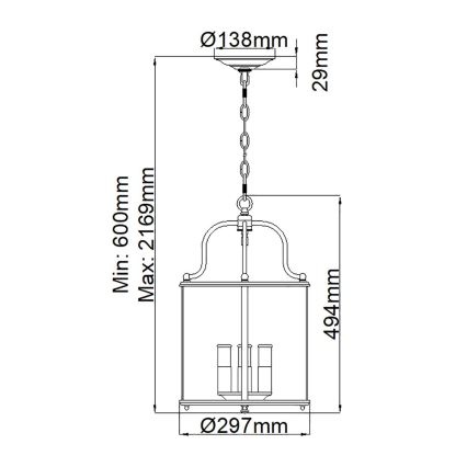 Hinkley - GENTRY pakarināmā lustra ar ķēdi, 4xE14/60W/230V, matēts hroms