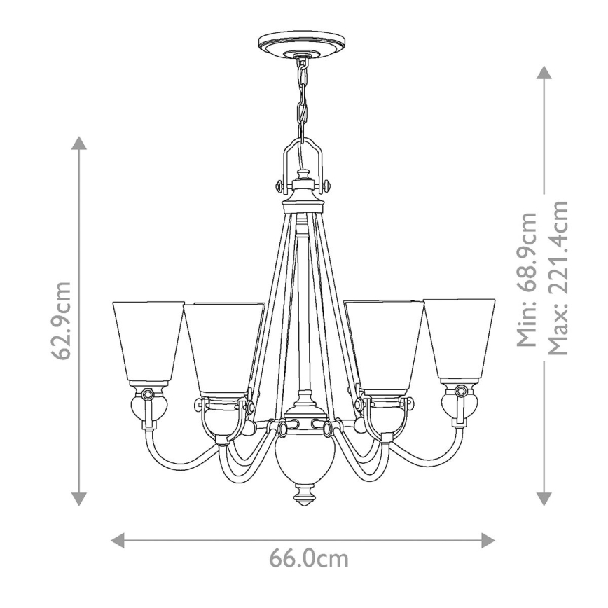 Hinkley - Lustra ar ķēdi MAYFLOWER 6xE27/60W/230V