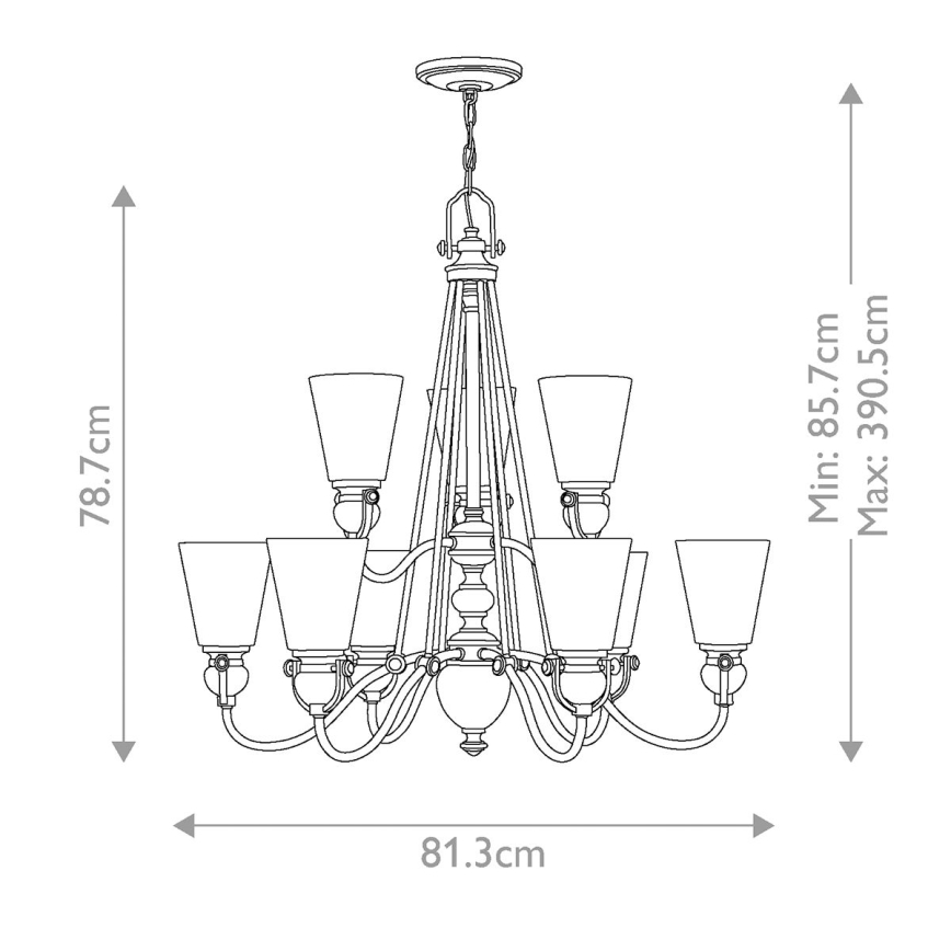 Hinkley - Lustra ar ķēdi MAYFLOWER 9xE27/60W/230V