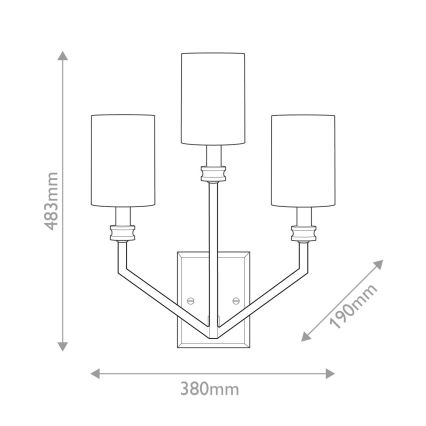 Hinkley - Sienas gaismeklis MOORE 3xE14/40W/230V zelta krāsā