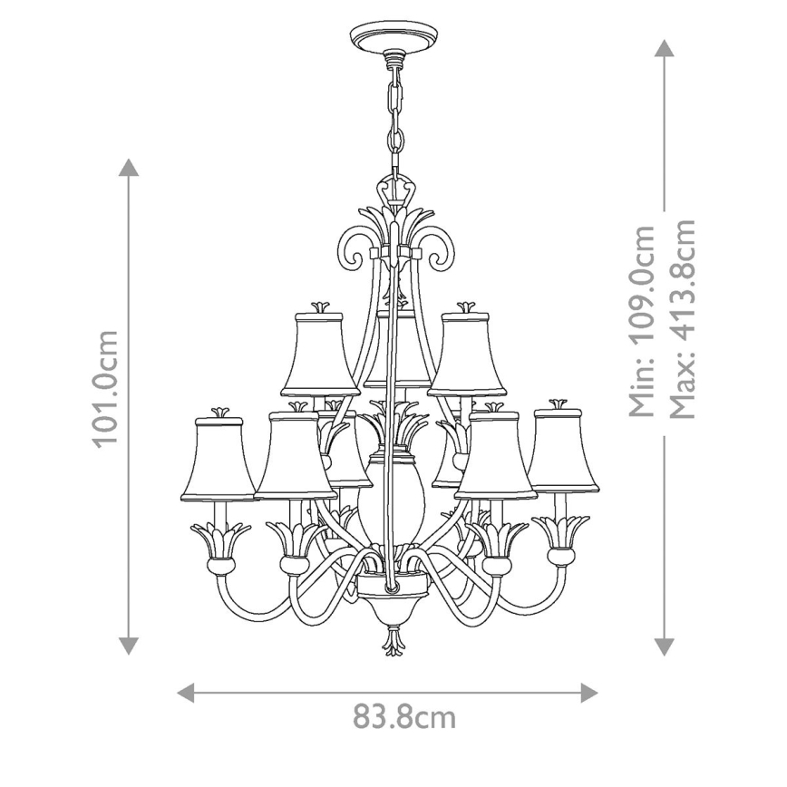 Hinkley - Lustra ar ķēdi PLANTATION 10xE14/40W/230V sudraba