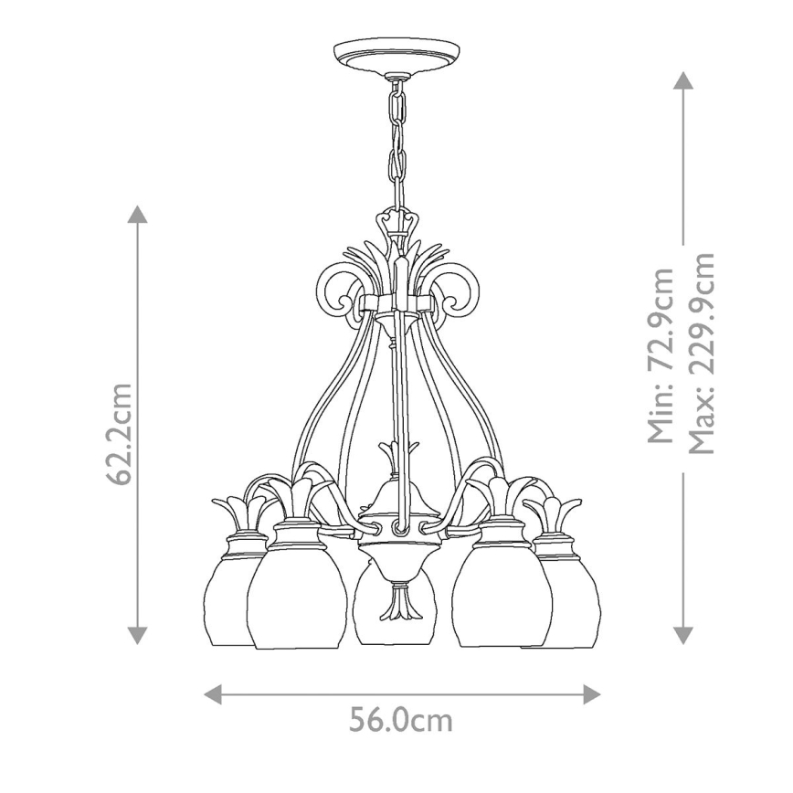Hinkley - Lustra ar ķēdi PLANTATION 5xE27/60W/230V zelta