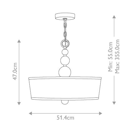 Hinkley - Lustra ar ķēdi ZELDA 3xE27/60W/230V misiņa