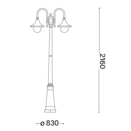 Ideal Lux - Āra lampa CIMA 2xE27/52W/230V 216 cm IP43 brūna