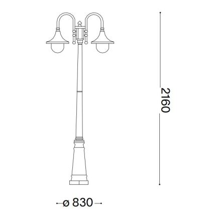 Ideal Lux - Āra lampa CIMA 2xE27/52W/230V 216 cm IP43 patina