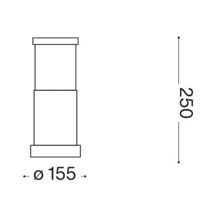 Ideal Lux - Āra lampa TRONCO 1xE27/42W/230V 25 cm IP65 melna