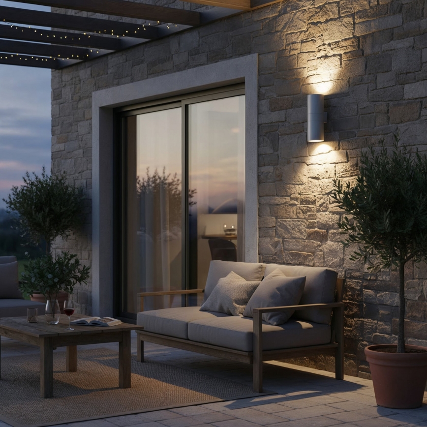 Ideal Lux - Āra sienas gaismeklis GUN 1xE27/60W/230V 31 cm IP54 pelēks