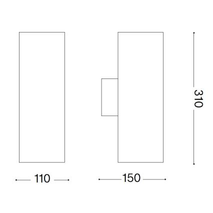 Ideal Lux - Āra sienas gaismeklis GUN 1xE27/60W/230V 31 cm IP54 pelēks