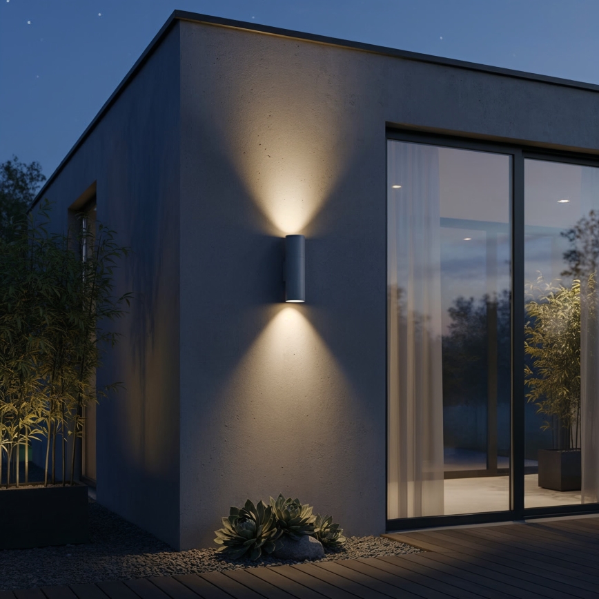 Ideal Lux - Āra sienas gaismeklis GUN 1xGU10/35W/230V 21 cm IP44 pelēks