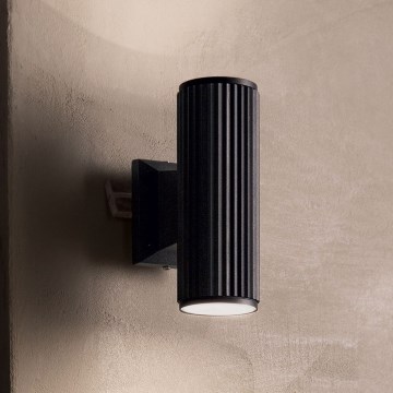 Ideal Lux - Āra sienas lampa BASE 2xGU10/28W/230V IP44 melna