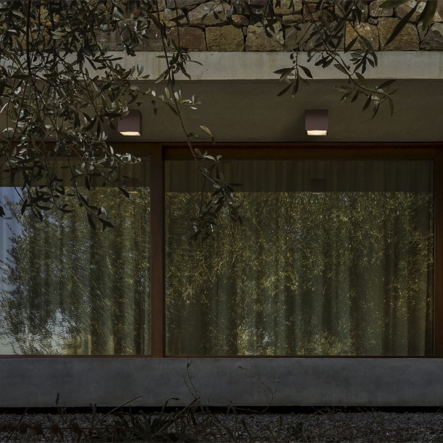 Ideal Lux - Āra virziena gaismeklis TECHO 1xGU10/20W/230V 9x9 cm IP54 brūns