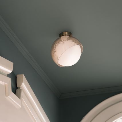Ideal Lux - Griestu gaismeklis BLOOM 1xE27/42W/230V Ø 22 cm zelta/dūmakaini bēšs