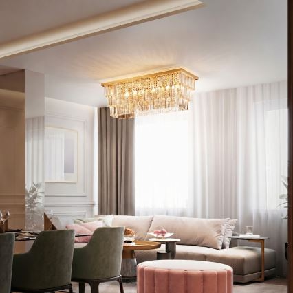 Ideal Lux - Griestu gaismeklis MARTINEZ 8xE14/40W/230V zelta