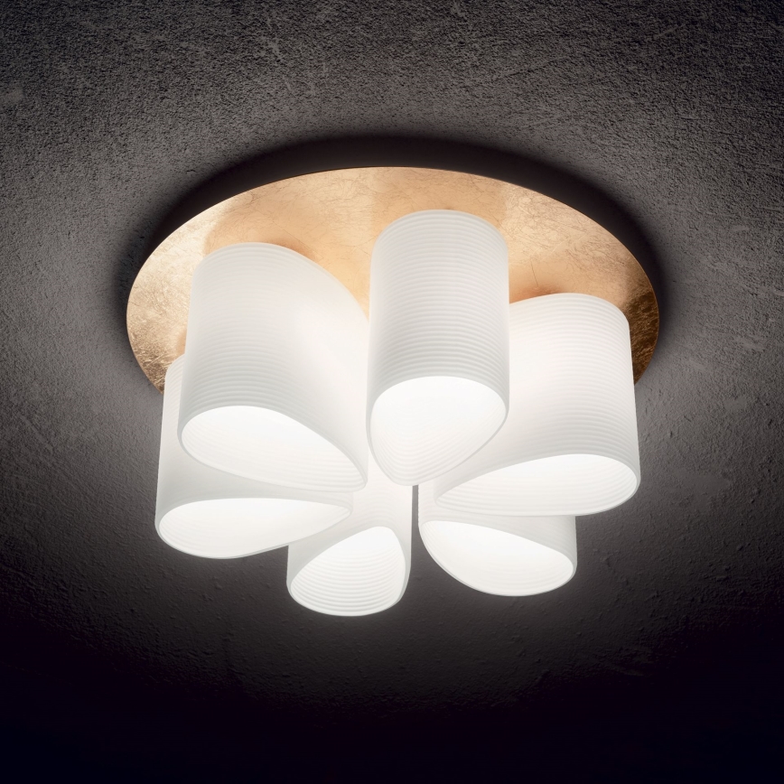 Ideal Lux - Griestu lampa DAISY 6xE27/52W/230V d. 60 cm zelta/balta