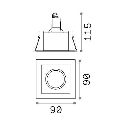 Ideal Lux - Iebūvējamais griestu gaismeklis FUNKY 1xGU10/50W/230V 9x9 cm matēts hroms