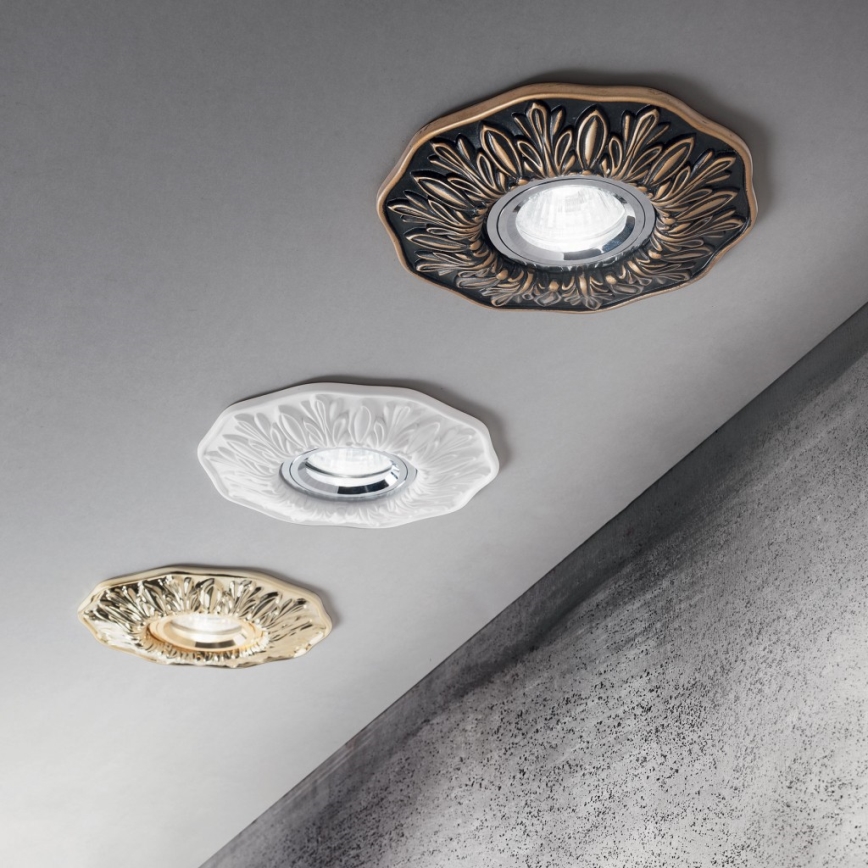 Ideal Lux - Iebūvējamais griestu gaismeklis POLKA 1xGU10/50W/230V zeltains