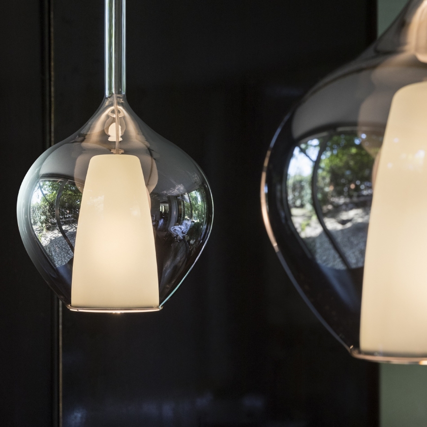 Ideal Lux - KALIQUE piekarināmā lampa uz kabeļa 1xE27/42W/230V Ø 18 cm dūmakaini melna