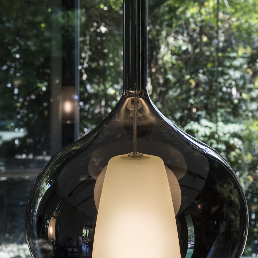 Ideal Lux - KALIQUE piekarināmā lampa uz kabeļa 1xE27/42W/230V Ø 18 cm dūmakaini melna