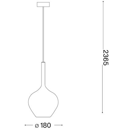 Ideal Lux - KALIQUE piekarināmā lampa uz kabeļa 1xE27/42W/230V Ø 18 cm dūmakaini melna