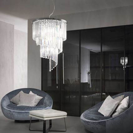 Ideal Lux - Kristāla lustra ar auklu CARLTON 12xE14/40W/230V d. 50 cm spīdīgi hromēts
