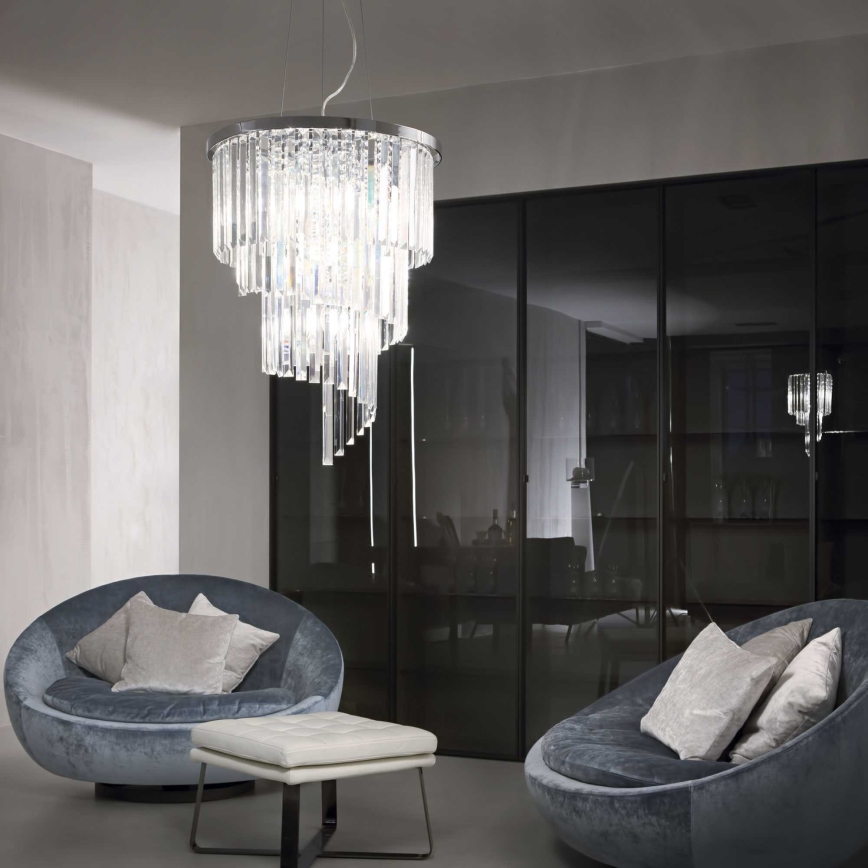 Ideal Lux - Kristāla lustra ar auklu CARLTON 12xE14/40W/230V d. 50 cm spīdīgi hromēts