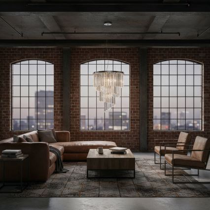 Ideal Lux - Kristāla lustra ar auklu CARLTON 12xE14/40W/230V d. 50 cm spīdīgi hromēts