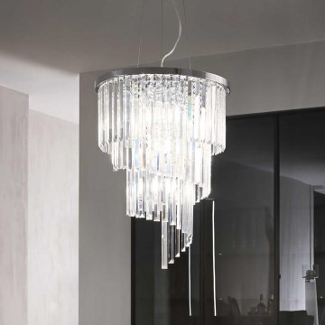 Ideal Lux - Kristāla lustra ar auklu CARLTON 12xE14/40W/230V d. 50 cm spīdīgi hromēts