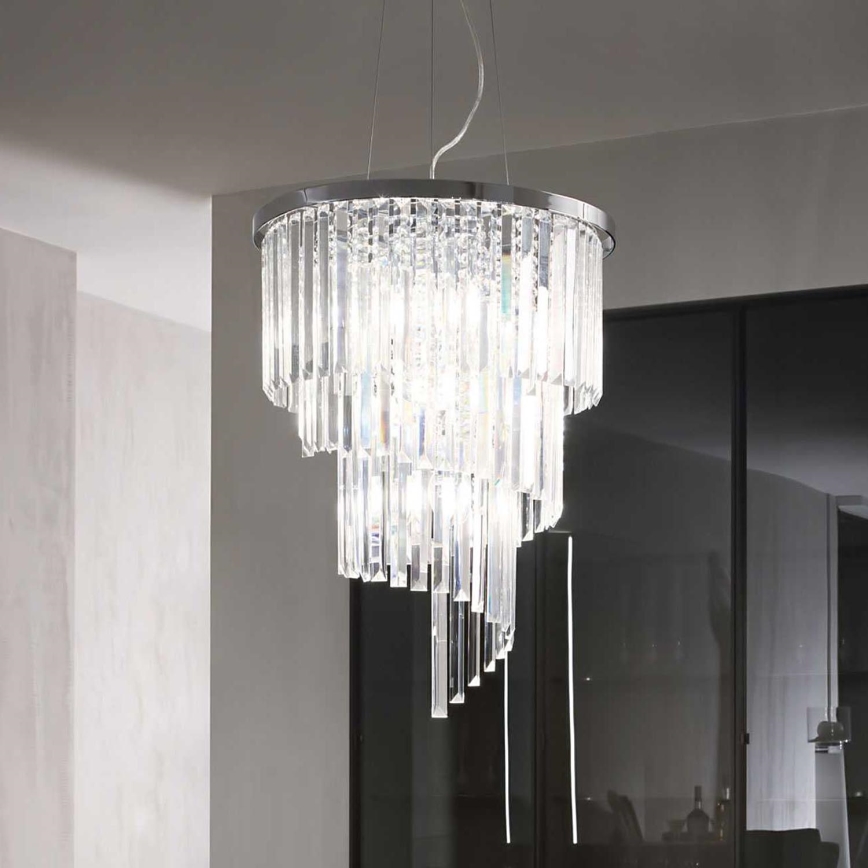 Ideal Lux - Kristāla lustra ar auklu CARLTON 12xE14/40W/230V d. 50 cm spīdīgi hromēts