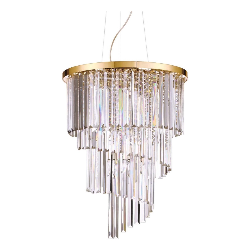 Ideal Lux - Kristāla lustra ar auklu CARLTON 12xE14/40W/230V d. 50 cm zelta