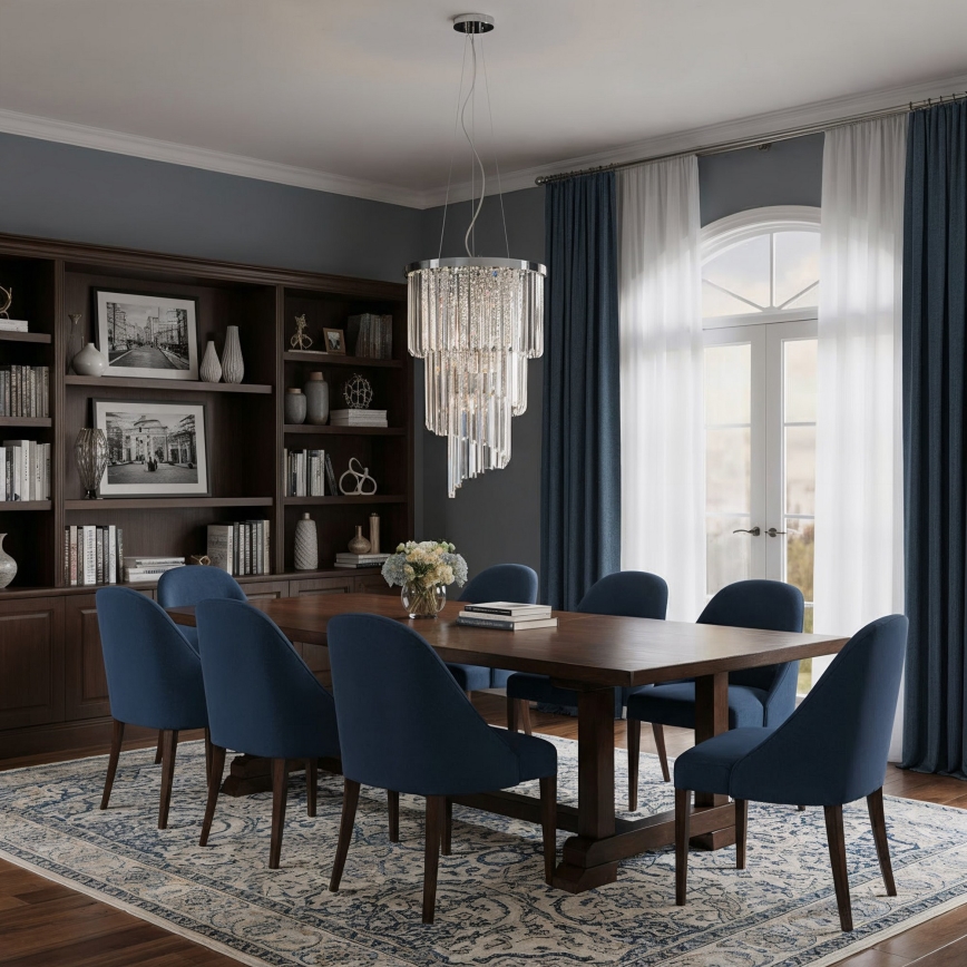 Ideal Lux - Kristāla lustra ar auklu CARLTON 8xE14/40W/230V d. 40 cm spīdīgi hromēts